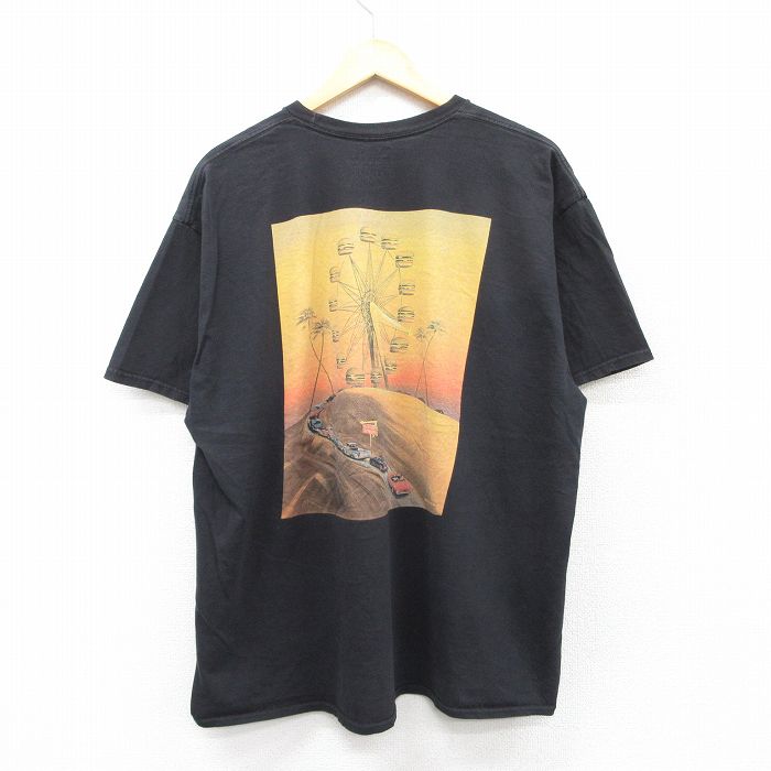 XL★古着 半袖 Tシャツ メンズ 車 クラシックカー インアンドアウトバーガー 大きいサイズ コットン クルーネック 黒 ブラック 【spe】 25aug22 中古