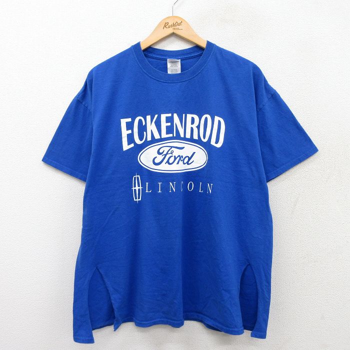 【50%OFF】XL★古着 半袖 ビンテージ Tシャツ メンズ 00年代 00s フォード Ford ECKENROD 大きいサイズ コットン クルーネック 青 ブルー 25aug22 中古