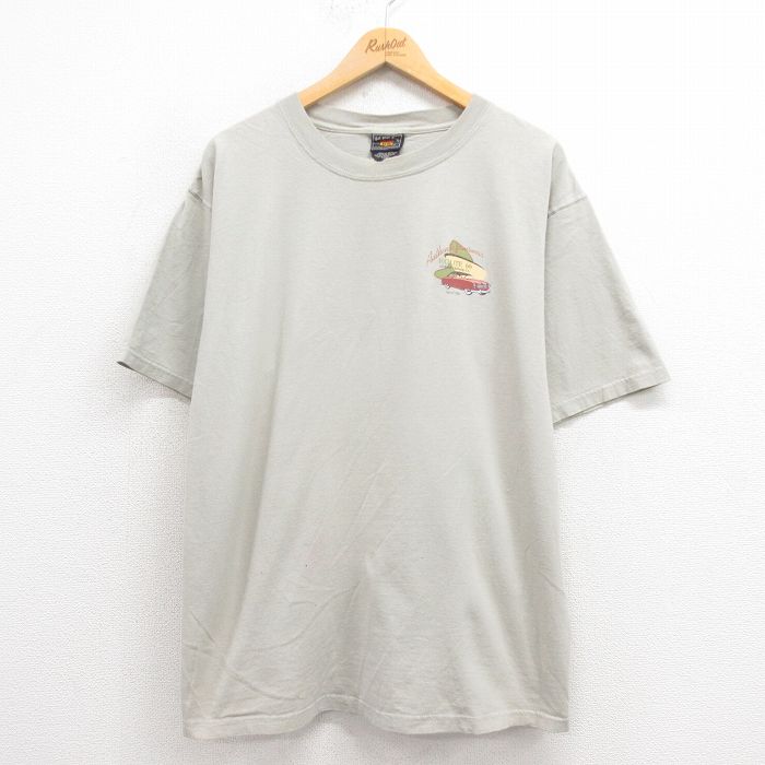 XL★古着 ルート66 半袖 ビンテージ Tシャツ メンズ 00年代 00s 車 大きいサイズ クルーネック USA製 薄ベージュ カーキ 25aug23 中古