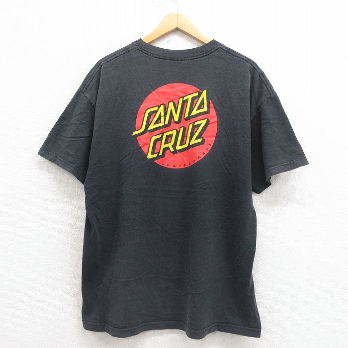 XL★古着 サンタクルーズ 半袖 Tシャツ メンズ ビッグロゴ コットン クルーネック 黒 ブラック 25aug23 中古