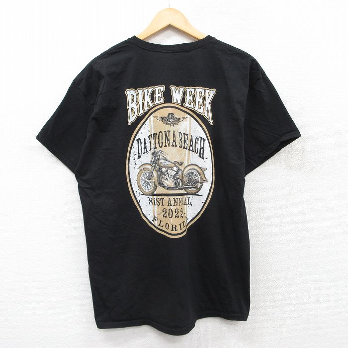 デイトナビーチ 半袖Tシャツ バイク ブラック XL | 古着