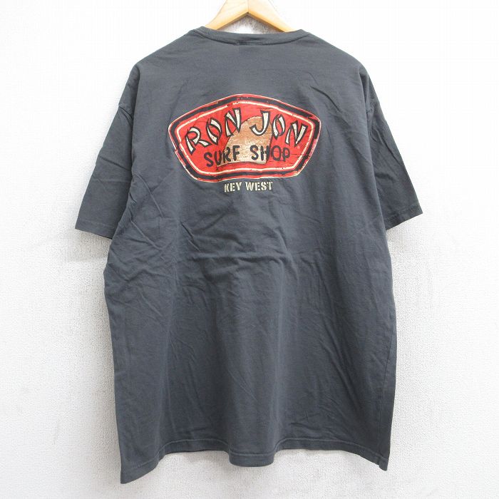 XL★古着 ロンジョン 半袖 Tシャツ メンズ キーウエスト 大きいサイズ コットン クルーネック 濃グレー 【spe】 25aug23 中古