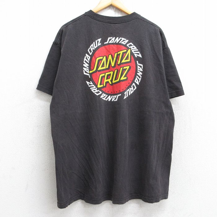 XL★古着 半袖 Tシャツ メンズ サンタクルーズ ビッグロゴ 大きいサイズ コットン クルーネック 黒 ブラック 25aug29 中古
