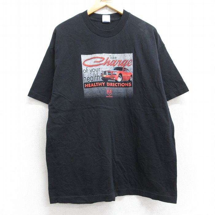 XL★古着 半袖 ビンテージ Tシャツ メンズ 90年代 90s 車 ダッジ コットン クルーネック USA製 黒 ブラック 25aug29 中古