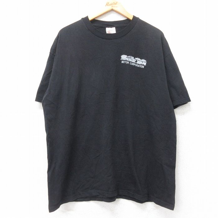 XL★古着 ヘインズ Hanes 半袖 ビンテージ Tシャツ メンズ 00年代 00s 車 MOTOR CORPORATION 大きいサイズ コットン クルーネック 黒 ブラック 25aug29 中古