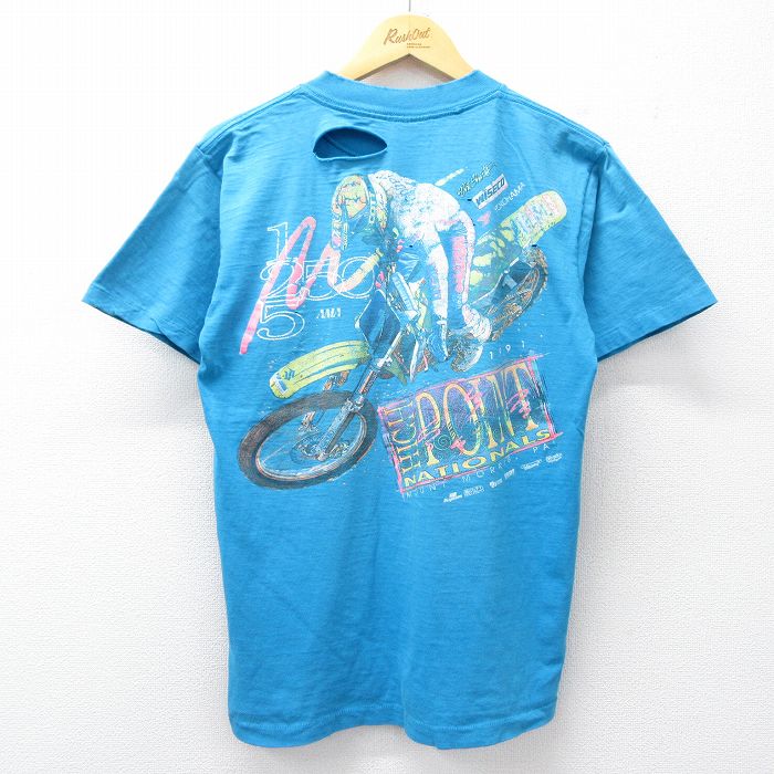 オニータ 90s 半袖Tシャツ HIGH POINT ライトブルー メンズM相当 | 古着