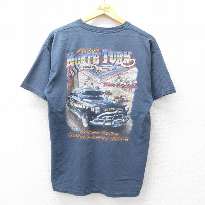 【20%OFF】00s 半袖Tシャツ レーシングカー ネイビー メンズL相当 | 古着