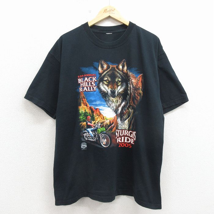 XL★古着 半袖 ビンテージ Tシャツ メンズ 00年代 00s バイクラリー スタージス クルーネック 黒 26apr18