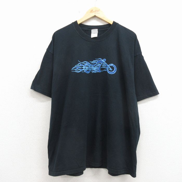 XL★古着 半袖 ビンテージ Tシャツ メンズ 00年代 00s バイク 大きいサイズ クルーネック 黒 26apr18