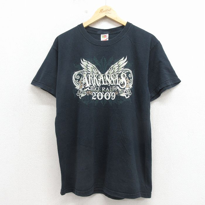 L★古着 フルーツオブザルーム 半袖 ビンテージ Tシャツ メンズ 00年代 00s バイクラリー スカル 黒 26apr18
