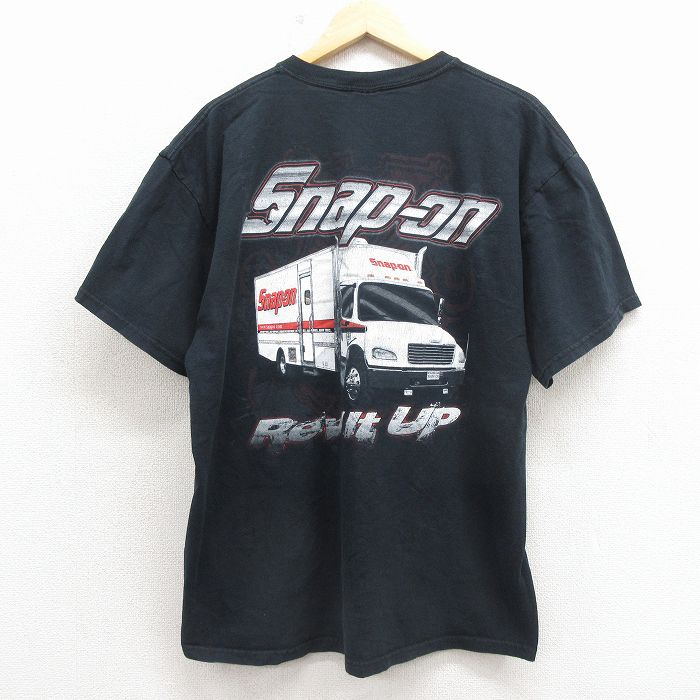 XL★古着 半袖 ビンテージ Tシャツ メンズ 00年代 00s スナップオン トラック コットン クルーネック 黒 26apr18