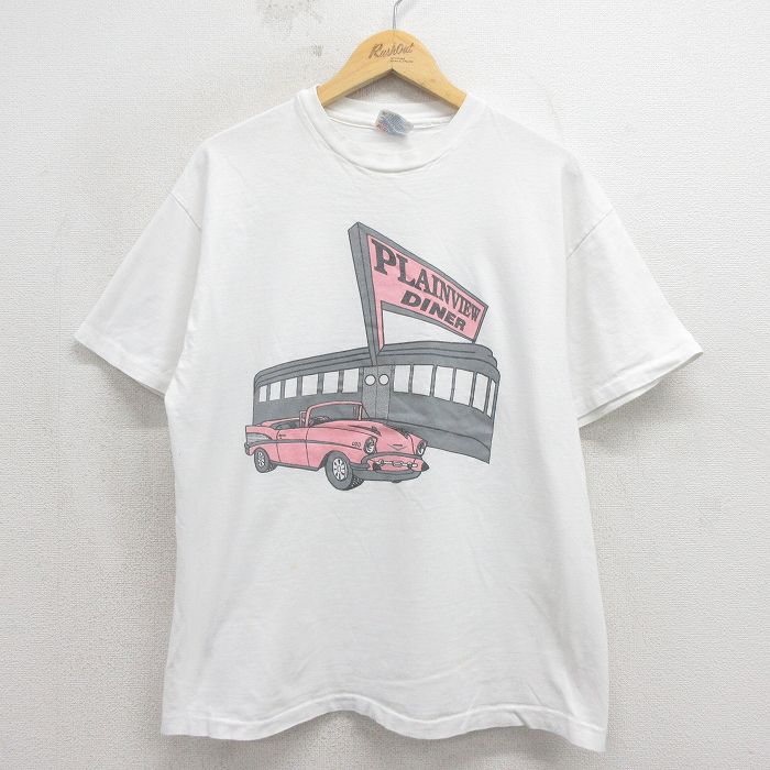 L★古着 ヘインズ 半袖 ビンテージ Tシャツ メンズ 90年代 90s ディナー コットン クルーネック USA製 ホワイト 26may18