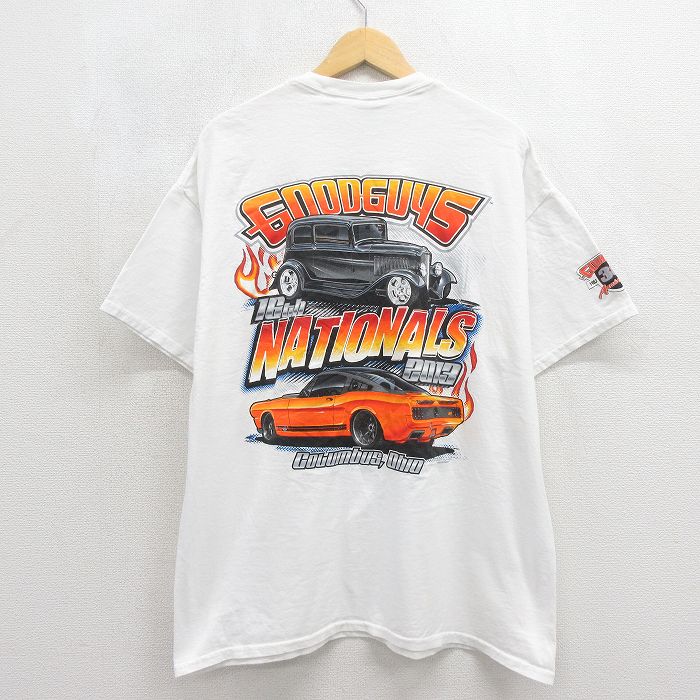 XL★古着 半袖 Tシャツ メンズ ロットロッド マッスルカー コットン クルーネック ホワイト 26may27