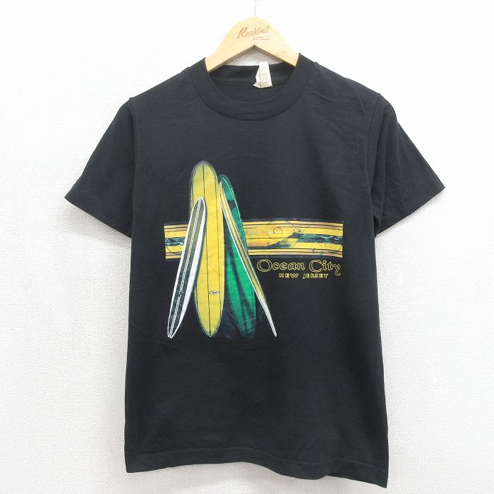 S★古着 スクリーンスターズ 半袖 ビンテージ Tシャツ メンズ 90年代 90s サーフボード クルーネック USA製 ブラック 26may27