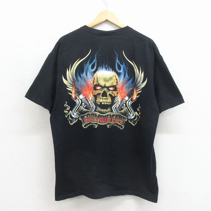 XL★古着 半袖 ビンテージ Tシャツ メンズ 00年代 00s イージーライダース 大きいサイズ コットン クルーネック ブラック【spe】 26may27