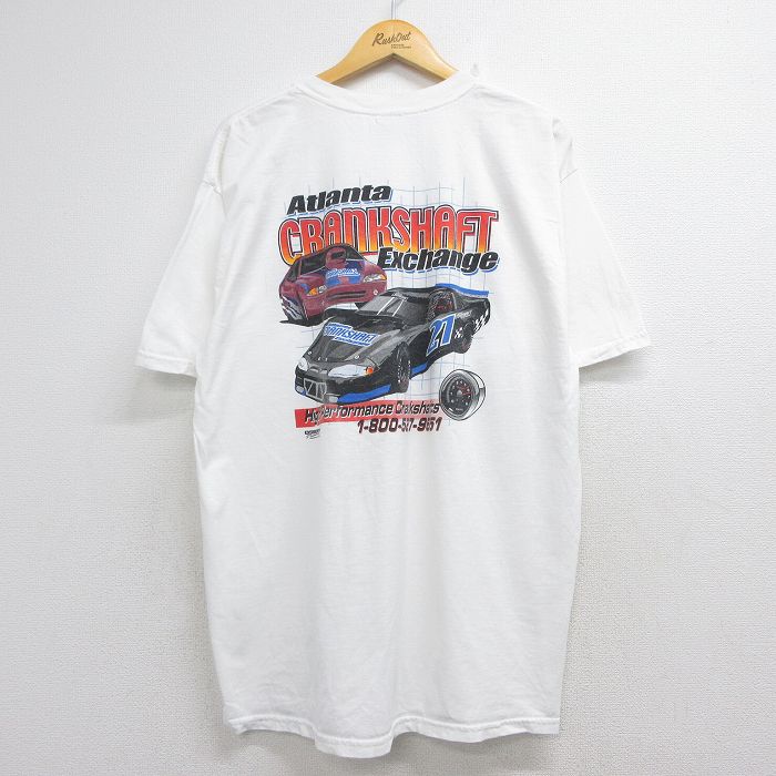00s 半袖Tシャツ CRANKSHAFTレーシングカー ホワイト XL | 古着