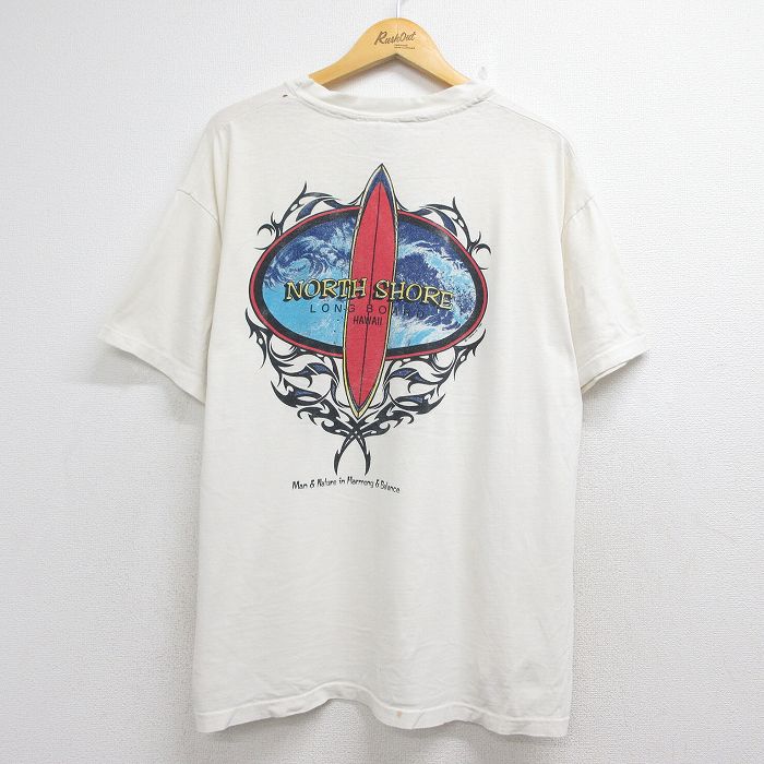 ヘインズ 90s 半袖Tシャツ NORTH SHOREサーフボード ホワイト XL | 古着