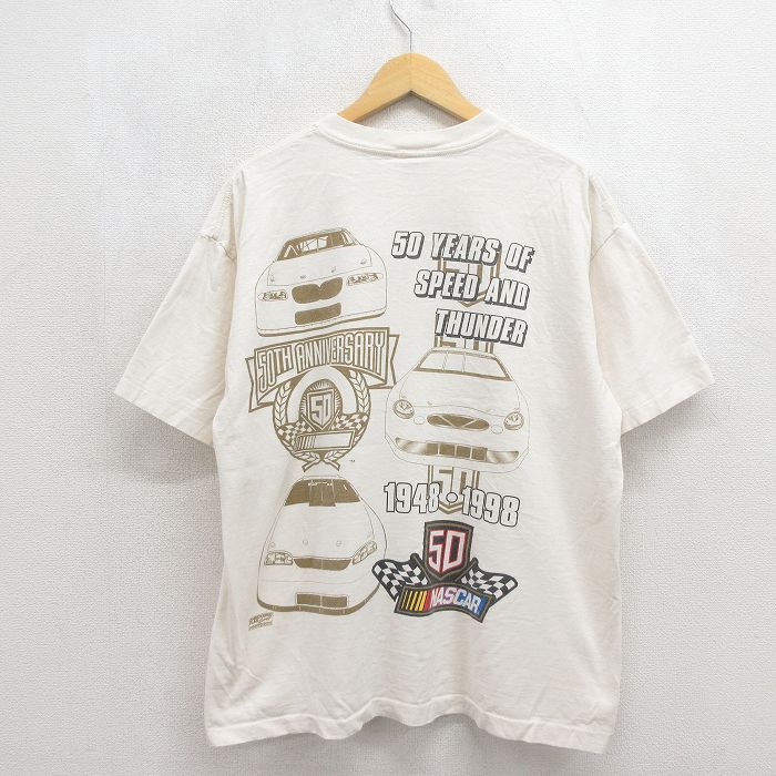 90s 半袖Tシャツ NASCARレーシングカー ベージュ XL | 古着