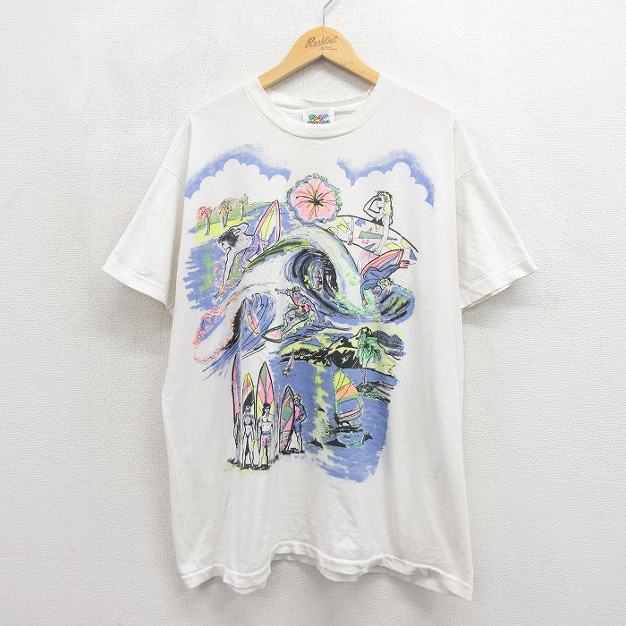 90s 半袖Tシャツ サーフィン ホワイト XL | 古着