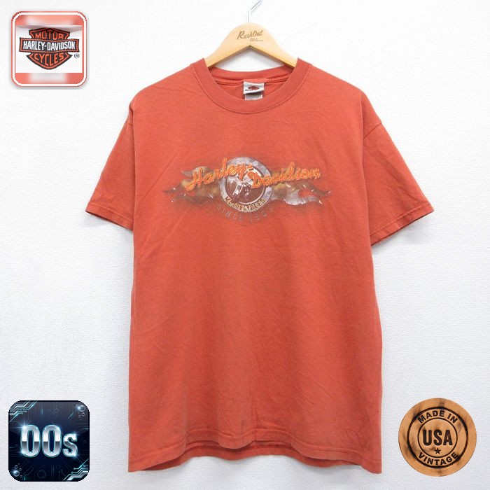 ハーレーダビッドソン 00s 半袖Tシャツ ビッグロゴ オレンジ メンズL相当 | 古着