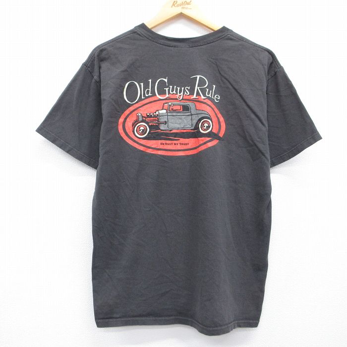 00s 半袖Tシャツ Old Guys Ruleホットロッド ブラック メンズL相当 | 古着