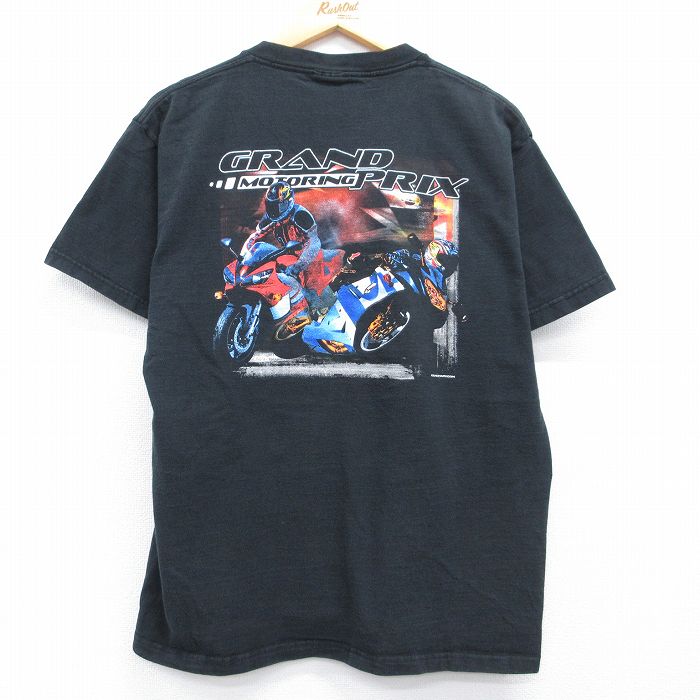 フルーツオブザルーム 00s 半袖Tシャツ GRAND MOTORING PRIXバイク ブラック メンズL相当 | 古着