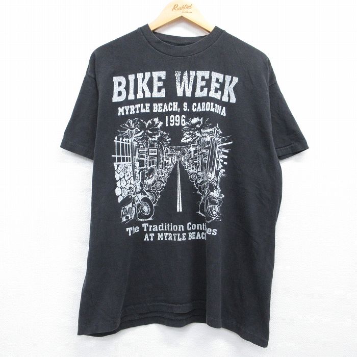 90s 半袖Tシャツ バイク ブラック メンズXL相当 | 古着