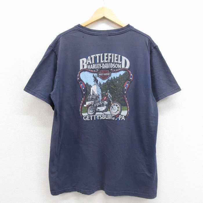 ハーレーダビッドソン 00s 半袖Tシャツ バトルフィールド ネイビー メンズXL相当 | 古着