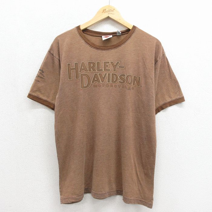 ハーレーダビッドソン 00s 半袖Tシャツ リンガー ブラウン メンズL相当 | 古着