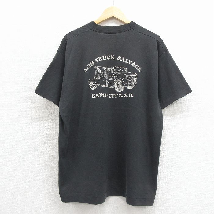 フルーツオブザルーム 90s 半袖Tシャツ レッカー車 ブラック メンズXL相当 | 古着