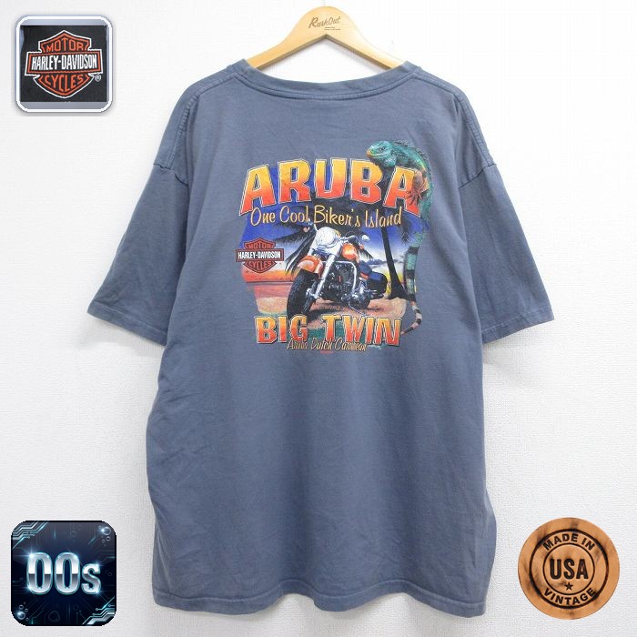ハーレーダビッドソン 00s 半袖Tシャツ ARUBA グレー メンズXL相当 | 古着