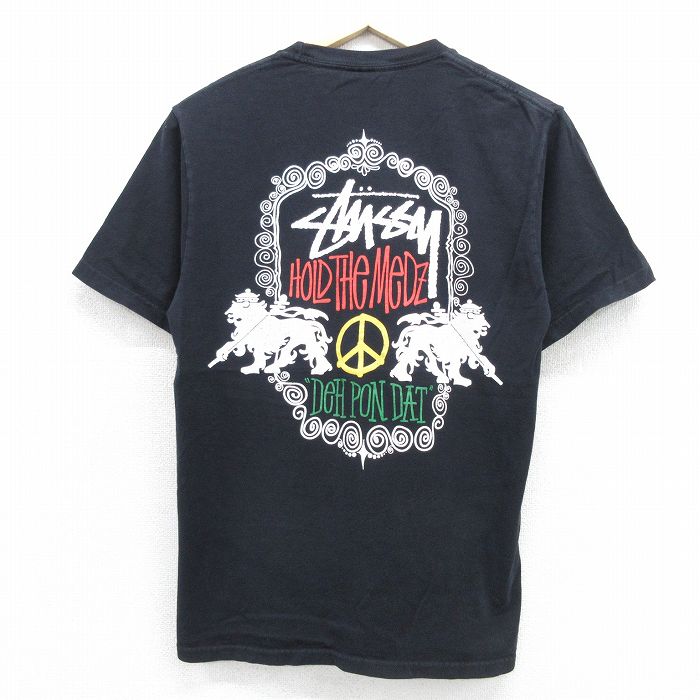 ステューシー S 半袖Tシャツ ビッグロゴピースマーク ブラック メンズS相当 | 古着