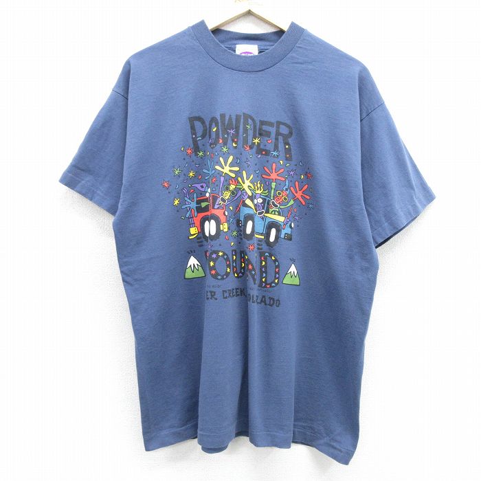 90s 半袖Tシャツ POWDER BOUND 車 ネイビー メンズXL相当 | 古着
