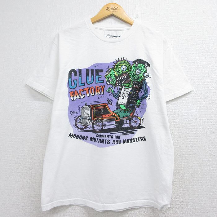 GULE FACTORY 半袖Tシャツ モンスター ホワイト メンズL相当 | 古着