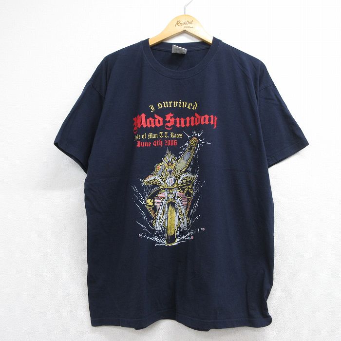 00s 半袖Tシャツ マッドサンデー ネイビー メンズXL相当 | 古着