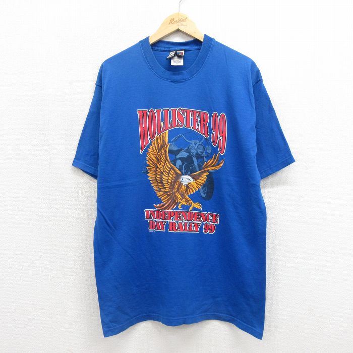 L★古着 半袖 ビンテージ Tシャツ メンズ 90年代 90s HOLLISTER コットン クルーネック ブルー 26jul14