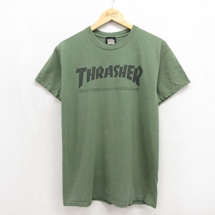 スラッシャー 半袖Tシャツ ビッグロゴ カーキ メンズM相当 | 古着