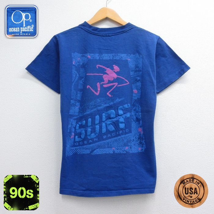 オーシャンパシフィック 90s 半袖Tシャツ サーフィン ブルー メンズM相当 | 古着