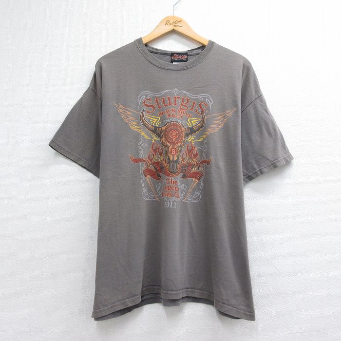 XL★古着 半袖 Tシャツ メンズ スタージス 大きいサイズ コットン クルーネック グレー 26jul23