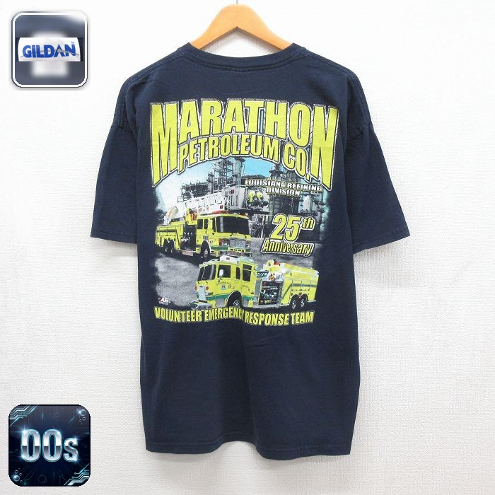 00s 半袖Tシャツ 消防署ボランティア ネイビー メンズXL相当 | 古着