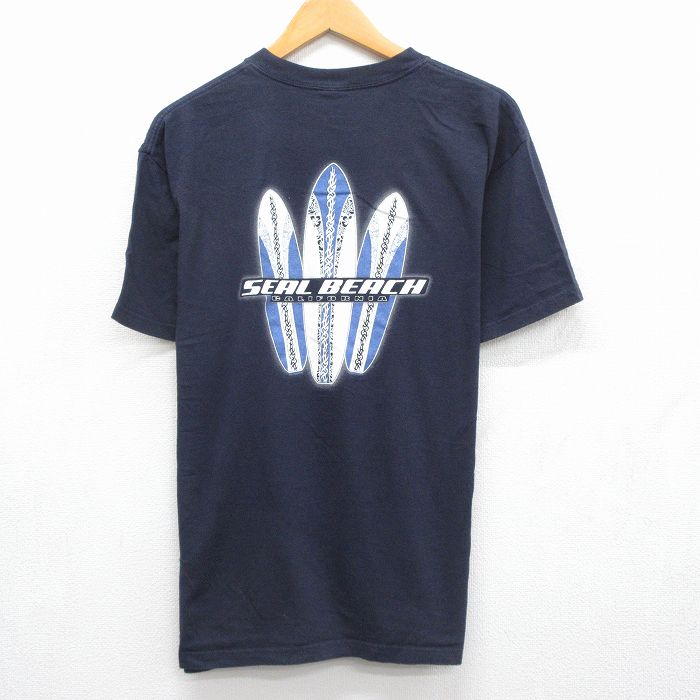 00s 半袖Tシャツ SEAL BEACHサーフボード ネイビー メンズL相当 | 古着