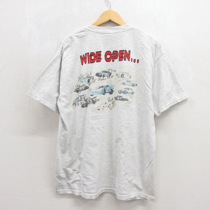 00s 半袖Tシャツ WIDE OPEN グレー メンズXL相当 | 古着