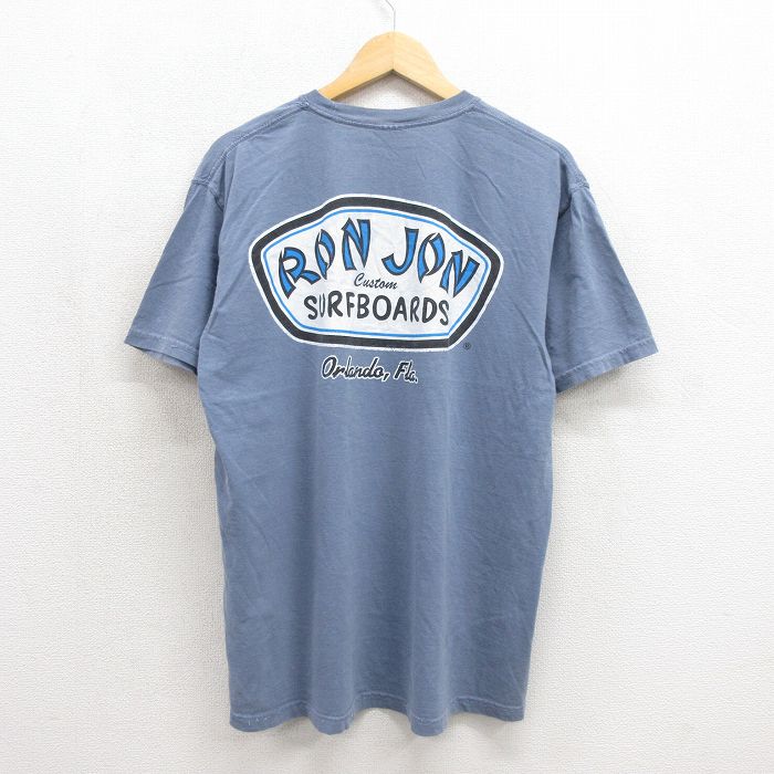 XL★古着 半袖 Tシャツ メンズ ロンジョン コットン クルーネック グレー 26jul28