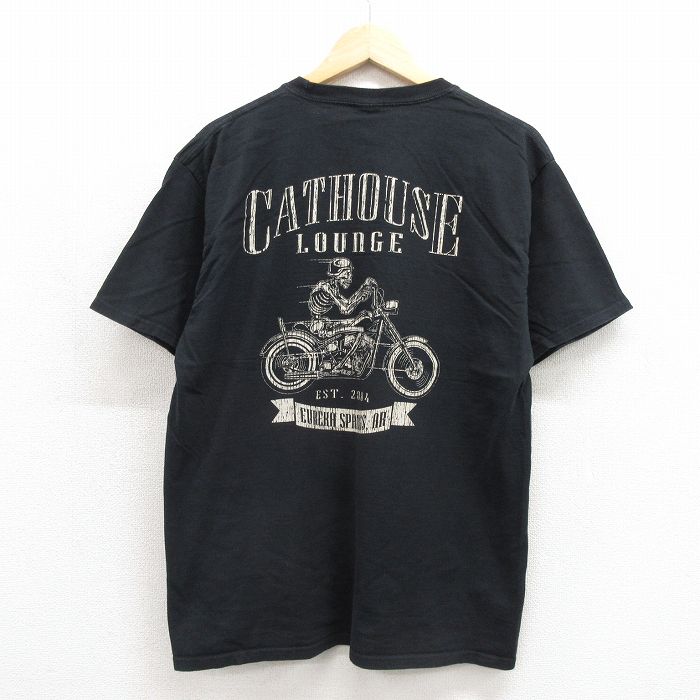 スケルトン 半袖Tシャツ ブラック メンズL相当 | 古着