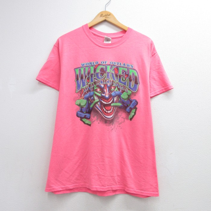 Gildan 00s 半袖Tシャツ レーシングカー ピンク メンズL相当 | 古着