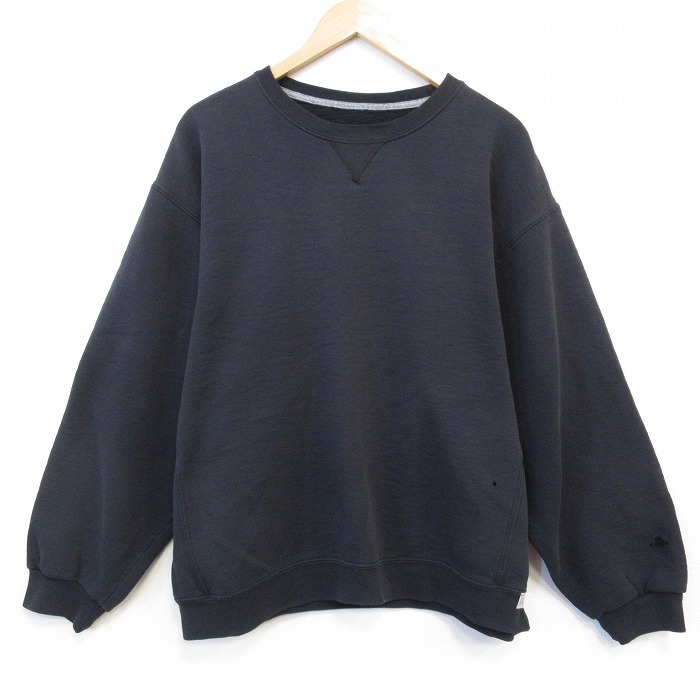 【20%OFF】XL★古着 ラッセル 長袖 スウェット メンズ 無地 大きいサイズ クルーネック 黒 25nov11