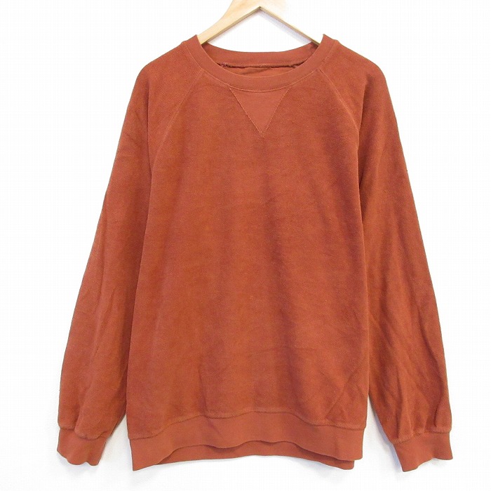 XL★古着 THE TERRITORY AHEAD 長袖 トップス メンズ 無地 クルーネック 茶 25nov11