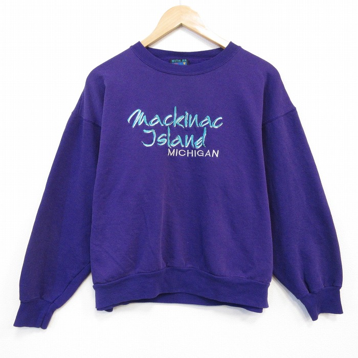 90s 長袖スウェット ミシガン刺繍 パープル XL | 古着