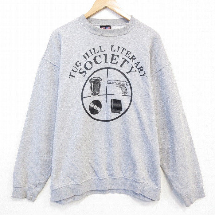 XL★古着 長袖 スウェット メンズ 00年代 00s セキュリティ クルーネック USA製 グレー 霜降り 25nov11