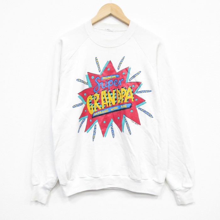 チャンピオン 90s 長袖スウェット グランパ ホワイト L | 古着
